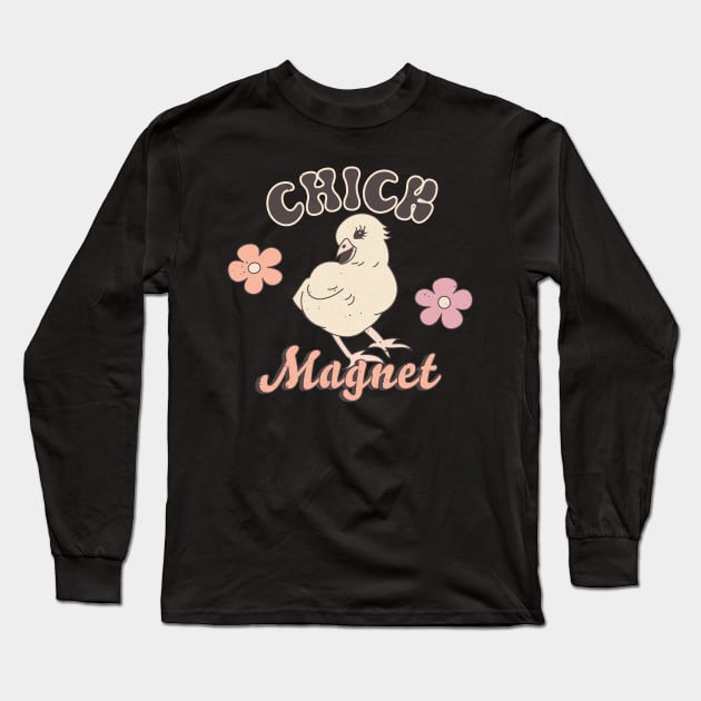 Easter Chick Magnet Long Sleeve T-Shirt by Annelie